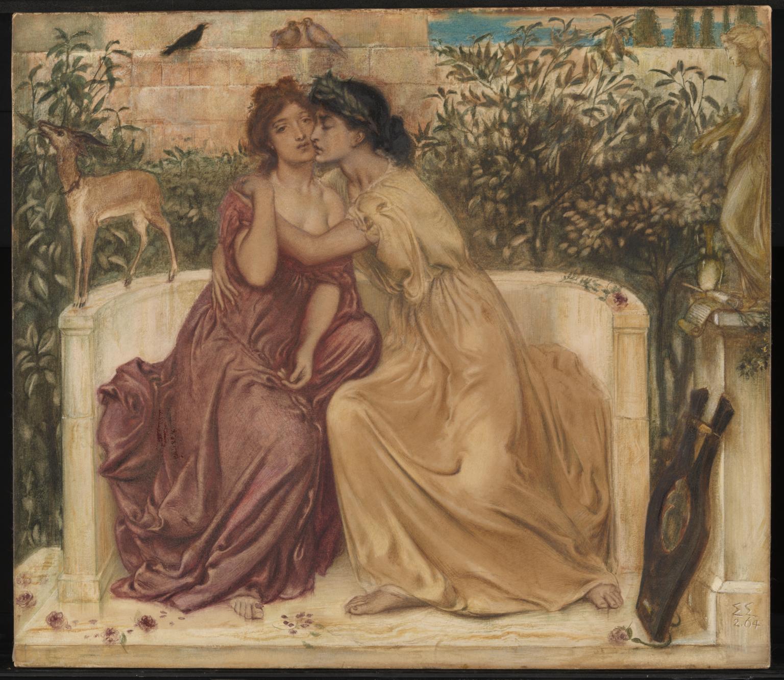 Sappho and Erinna in a Garden at Mytilene 1864 by Simeon Solomon 1840-1905